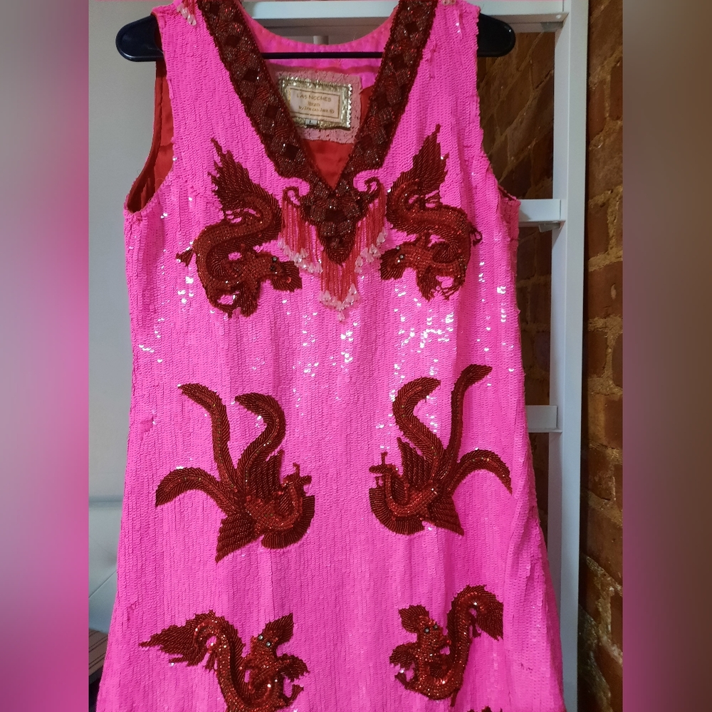 $1600 Las Noches Ibiza designer dress, Hand Beaded, Size Medium